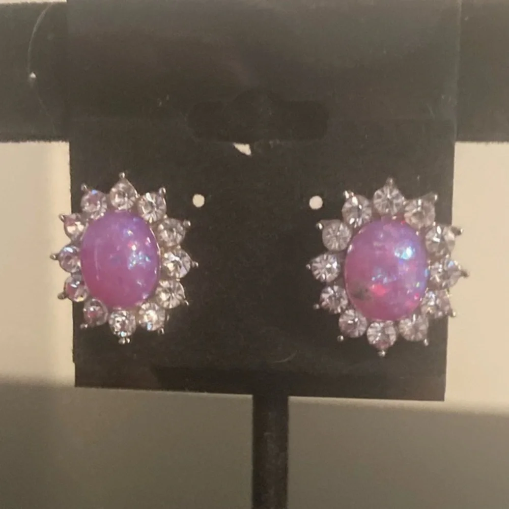 Pink and rhinestone earrings